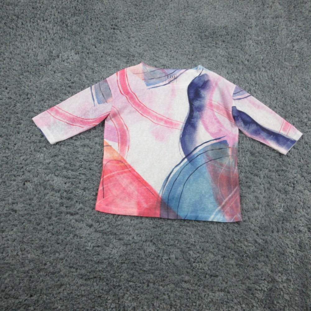 FDJ Shirt Womens Medium Abstract Print 3/4 Sleeve Soft Lightweight Top